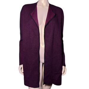 Talbots Woman Pure Merino Wool Cardigan Burgundy Plum Size X